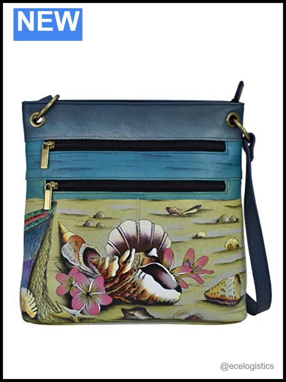Hand-Painted Genuine Leather Medium Crossbody Bag